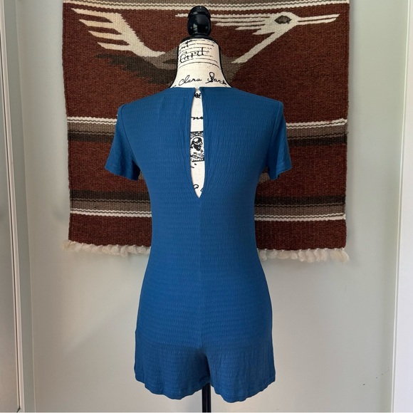 Reformation Corson Teal Lace Up Romper - Picture 7 of 14